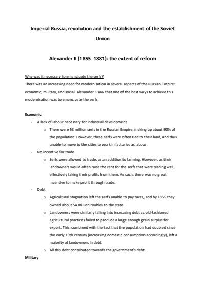 Cover page of RUSSIA PAPER 3 NOTES IB HISTORY HL (Grade 7)