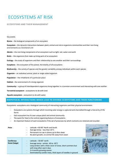 Cover page of Geography - Ecosystems at Risk