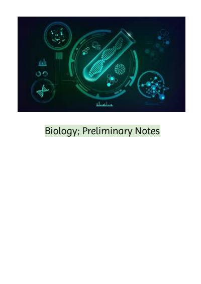 Cover page of Biology; Preliminary Notes  (All Modules)