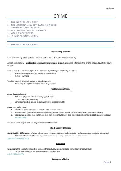 Cover page of STATE RANKED HSC LEGAL STUDIES NOTES - COMPLETE 4 TOPICS