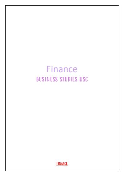 Cover page of Business Finance notes - 95.80 ATAR notes