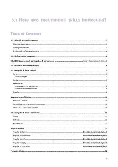 Cover page of VCE P.E UNIT 3 SUMMARIES