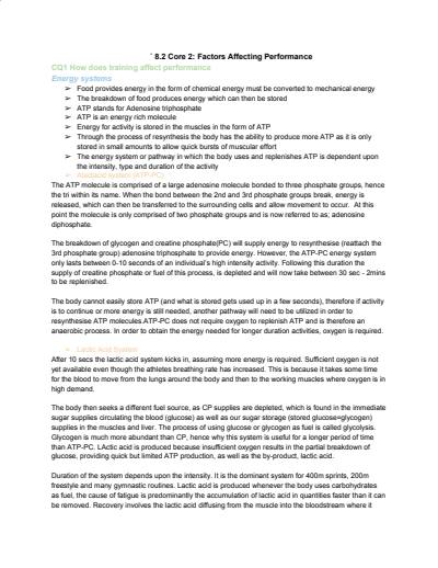 Cover page of BAND 6 FACTORS AFFECTING PERFORMANCE NOTES