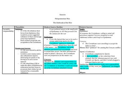 Cover page of HSC Ancient History Peloponnesian War Band 6 Sources Notes written by Top 2017 Student HSC Mark 95