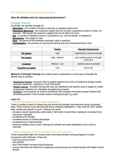 Cover page of BAND 6 IMPROVING PERFORMANCE NOTES PD/H/PE