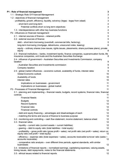 Cover page of Business notes - finance