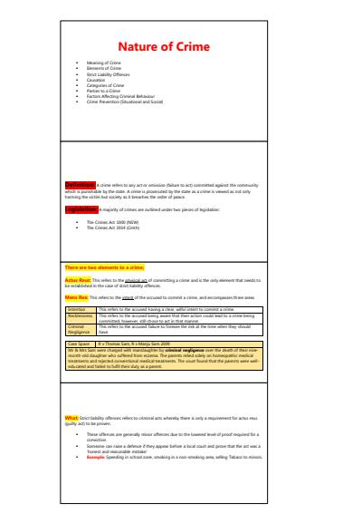Cover page of HSC Crime Index Cards Whole Topic