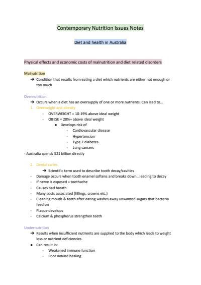 Cover page of Food technology contemporary nutrition issues notes - band 6 subject DUX