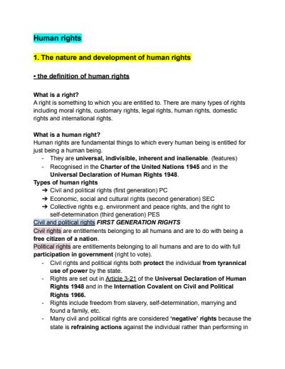 Cover page of Legal Studies Human Rights + Crime notes (HSC)