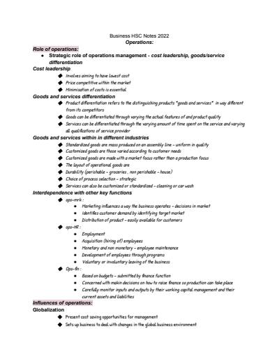 Cover page of HSC business notes- YEAR 11/12 -