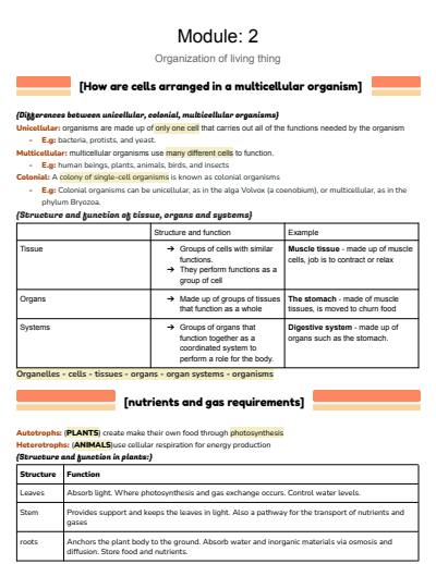 Cover page of Module 2 summarised prelim study notes 