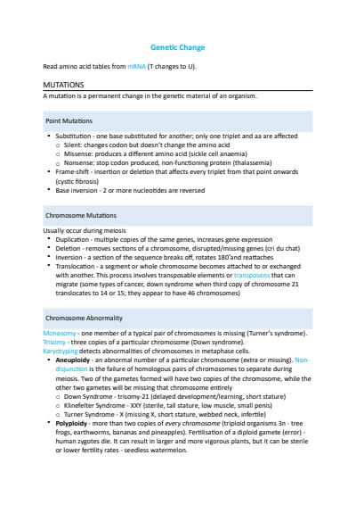 Cover page of Genetic Change Notes
