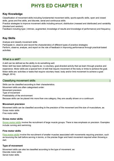 Cover page of Physical Education Chapter Summaries