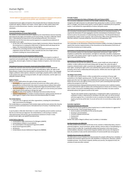 Cover page of Unit 4 Legal Studies Notes