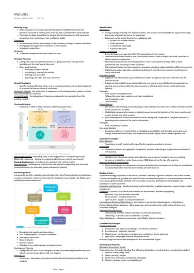 Cover page of Unit 3 Business Notes