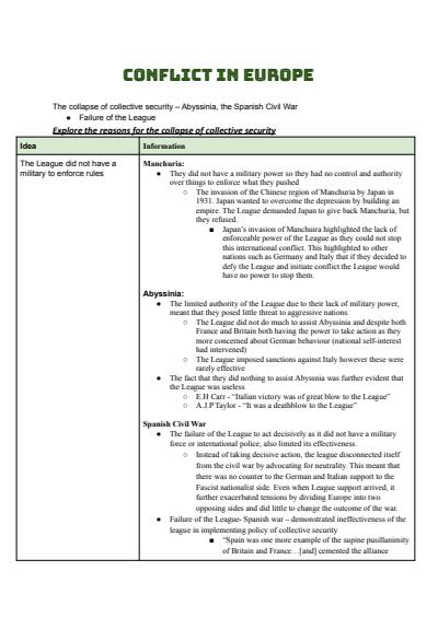 Cover page of BAND 6 COMPLETE ESSAY SCAFFOLDS - Conflict In Europe