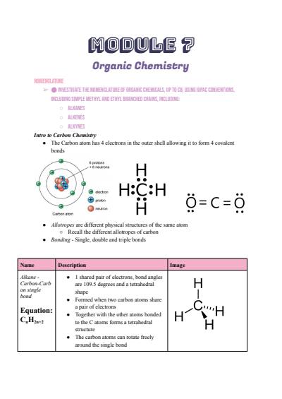 Cover page of COMPLETE NOTES - Module 7 ORGANIC CHEMISTRY