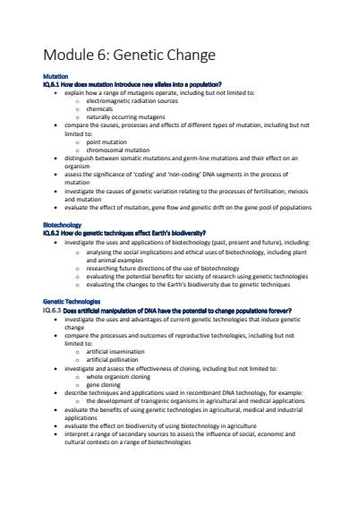 Cover page of Module 6: Genetic Change