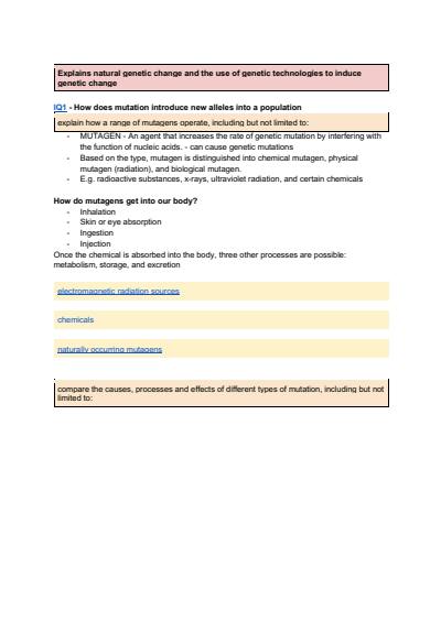 Cover page of Biology - module 6 genetic change