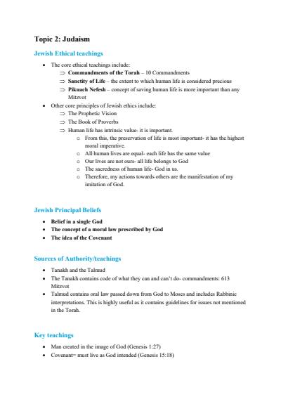 Cover page of HSC Studies of Religion II Syllabus Notes - Judaism