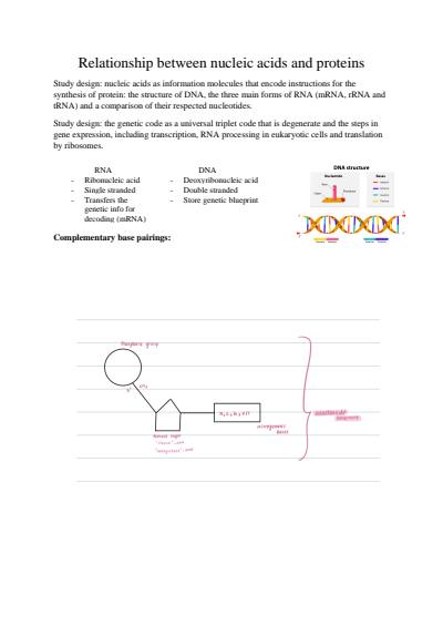 Cover page of VCE UNIT 3- relationship between nucleic acids and proteins