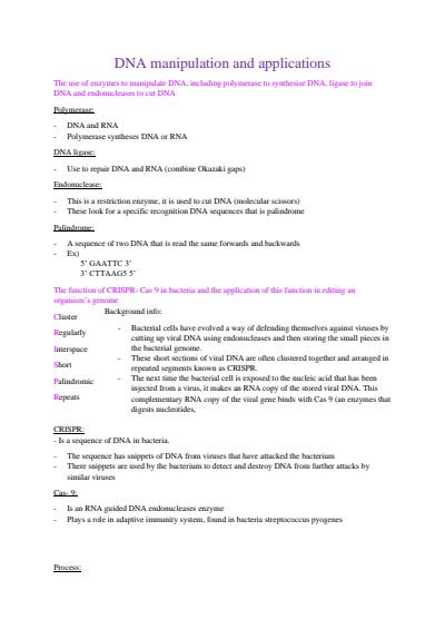 Cover page of VCE UNIT3- DNA manipulation