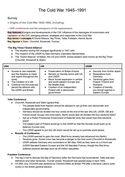 Cover page of Modern History FULL notes: Cold War