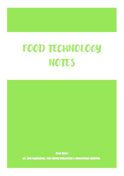 Cover page of Band 6 Year 12 HSC Food Technology Notes (Full and Extensive Syllabus Notes)