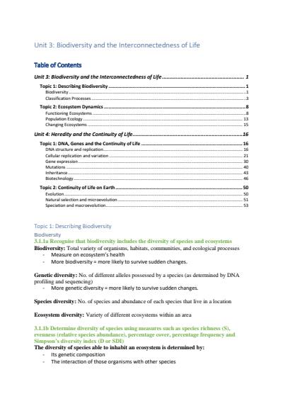 Cover page of QCE Biology Unit 3 and 4 Notes 