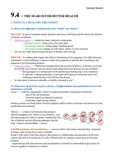 Cover page of HSC Biology Band 6 Full Notes