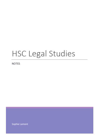 Cover page of HSC Legal Studies Notes (Crime and Human Rights)