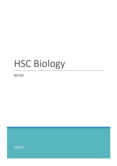 Cover page of HSC Biology Notes