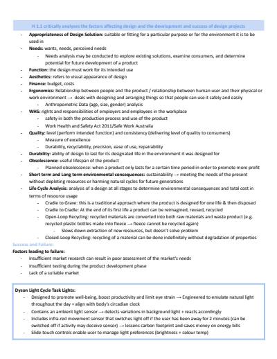 Cover page of HSC Design and Technology Study Notes w/ Case Studies