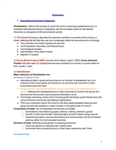 Cover page of 98% ECO HSC EXAM MARK // TOPICS 1 -3 NOTES DETAILED**