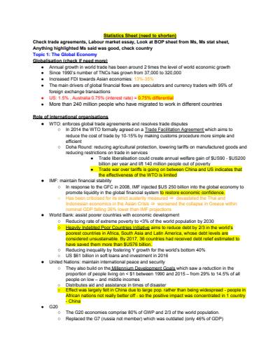 Cover page of 98% ECO HSC EXAM MARK // STAT CHEET FOR EXAM