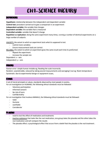 Cover page of Wace human biology notes - UNIT 3
