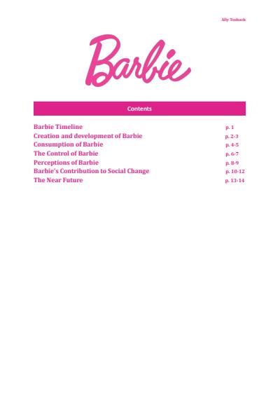 Cover page of Society & Culture: Pop Culture Depth Study Notes- Barbie