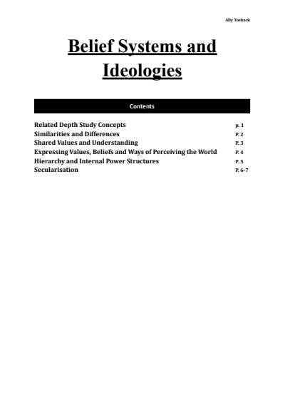 Cover page of Society and Culture: Belief Systems and Ideologies Notes