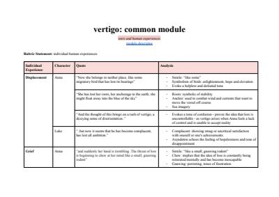 Cover page of Vertigo: common module - texts and human experiences