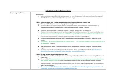 Cover page of Julio Claudians Essay Plans Every Dotpoint Band 6