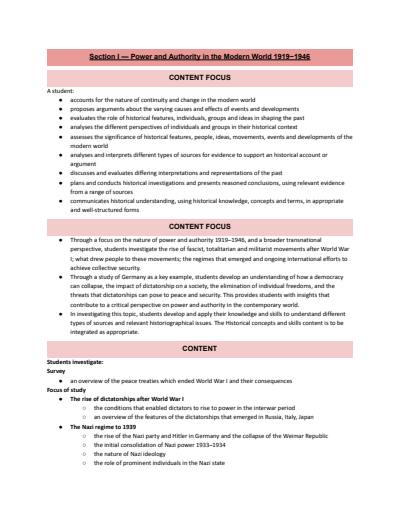 Cover page of CORE STUDY — Power and Authority in the Modern World 1919−1946 FULL SYLLABUS NOTES