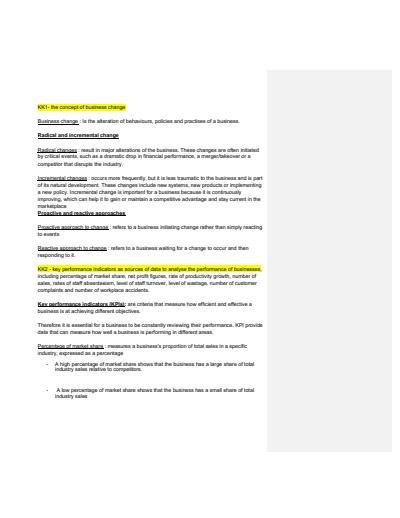 Cover page of Business management notes (check description to what is included) 