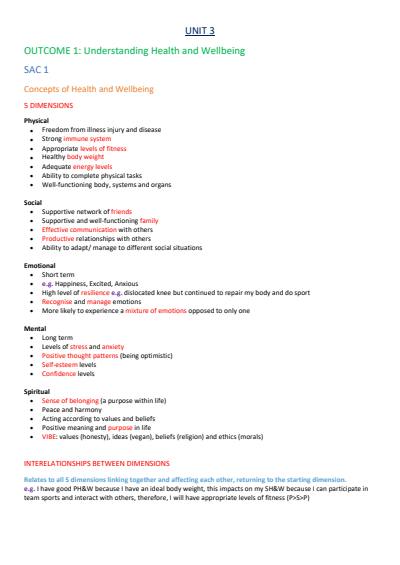 Cover page of UNIT 3/4 Health and Human Development Notes - 96.9 ATAR