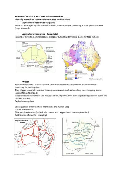 Cover page of YR 12 EARTH AND ENVIRONMENTAL SCIENCE - RESOURCE MANAGEMENT MODULE 8 (97.4 ATAR)
