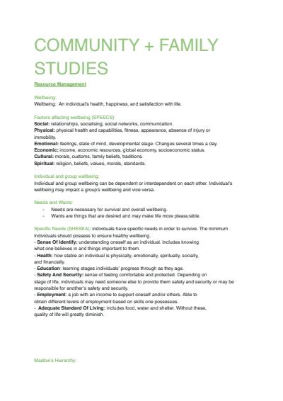 Cover page of Community and Family Studies - Preliminary Notes