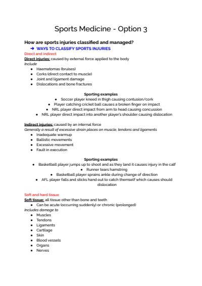 Cover page of Sports Medicine - PDH Year 12 Full Syllabus Notes