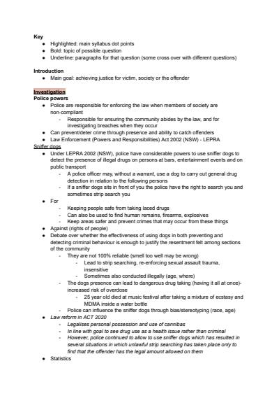 Cover page of Crime - Legal Year 12 Band 6 HSC planned paragraphs