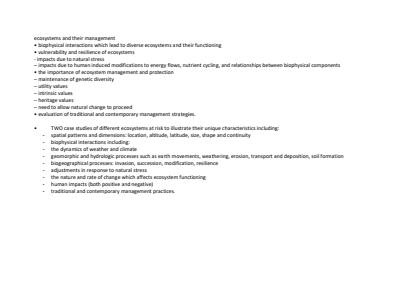 Cover page of GEOGRAPHY ECO SYSTEMS AT RISK ESSAYS/ ESSAY PLANS