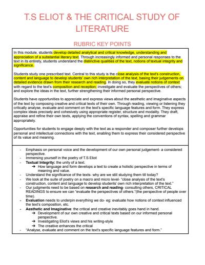 Cover page of Band 6 Module B Advanced English Notes