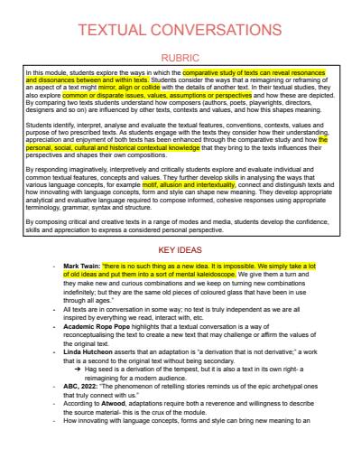 Cover page of Band 6 Module A Advanced English Notes